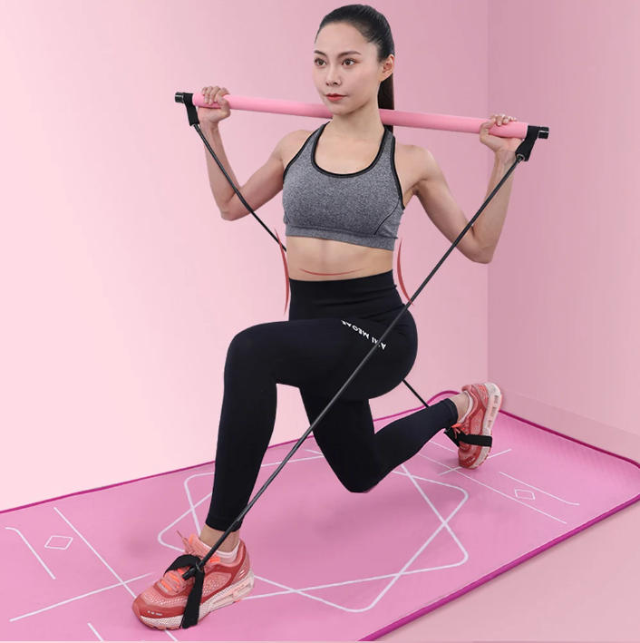 PORTABLE PILATES BAR AND RESISTANCE BAND