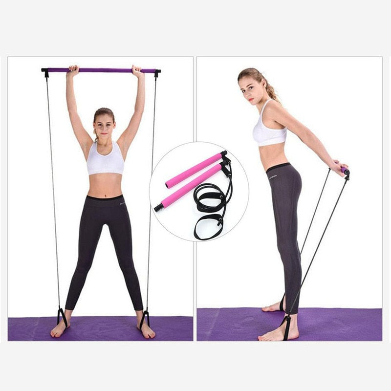 PORTABLE PILATES BAR AND RESISTANCE BAND