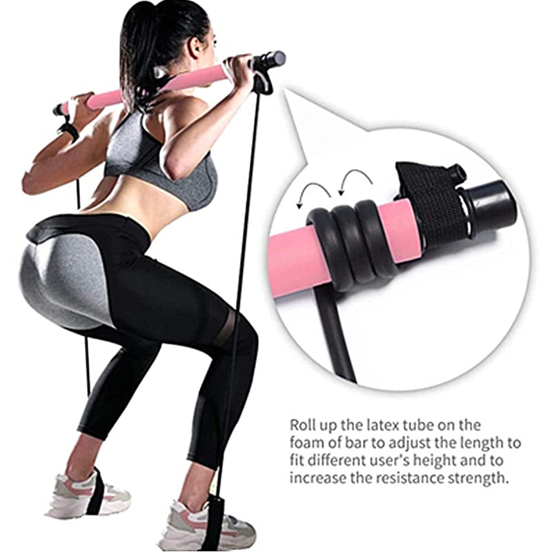 PORTABLE PILATES BAR AND RESISTANCE BAND