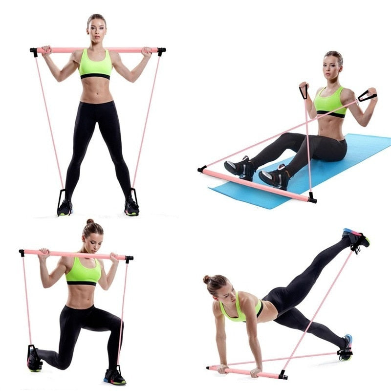 PORTABLE PILATES BAR AND RESISTANCE BAND